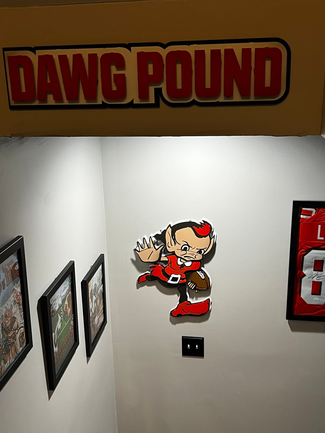 Customer photo review of Cleveland Browns Vintage "1960's Running Brownie" 3D Metal Wall Art