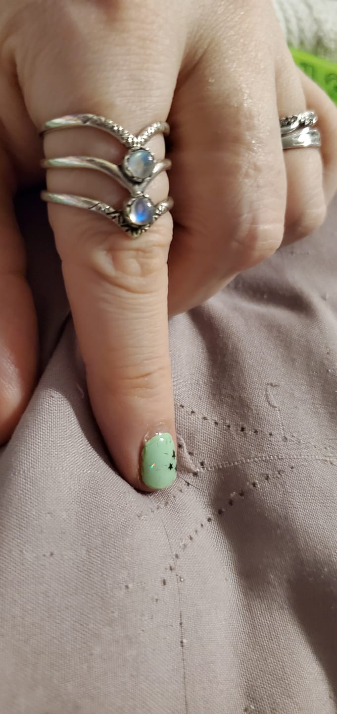 Customer photo review of Triple Chevron Boho Ring with Moonstone Sterling Silver