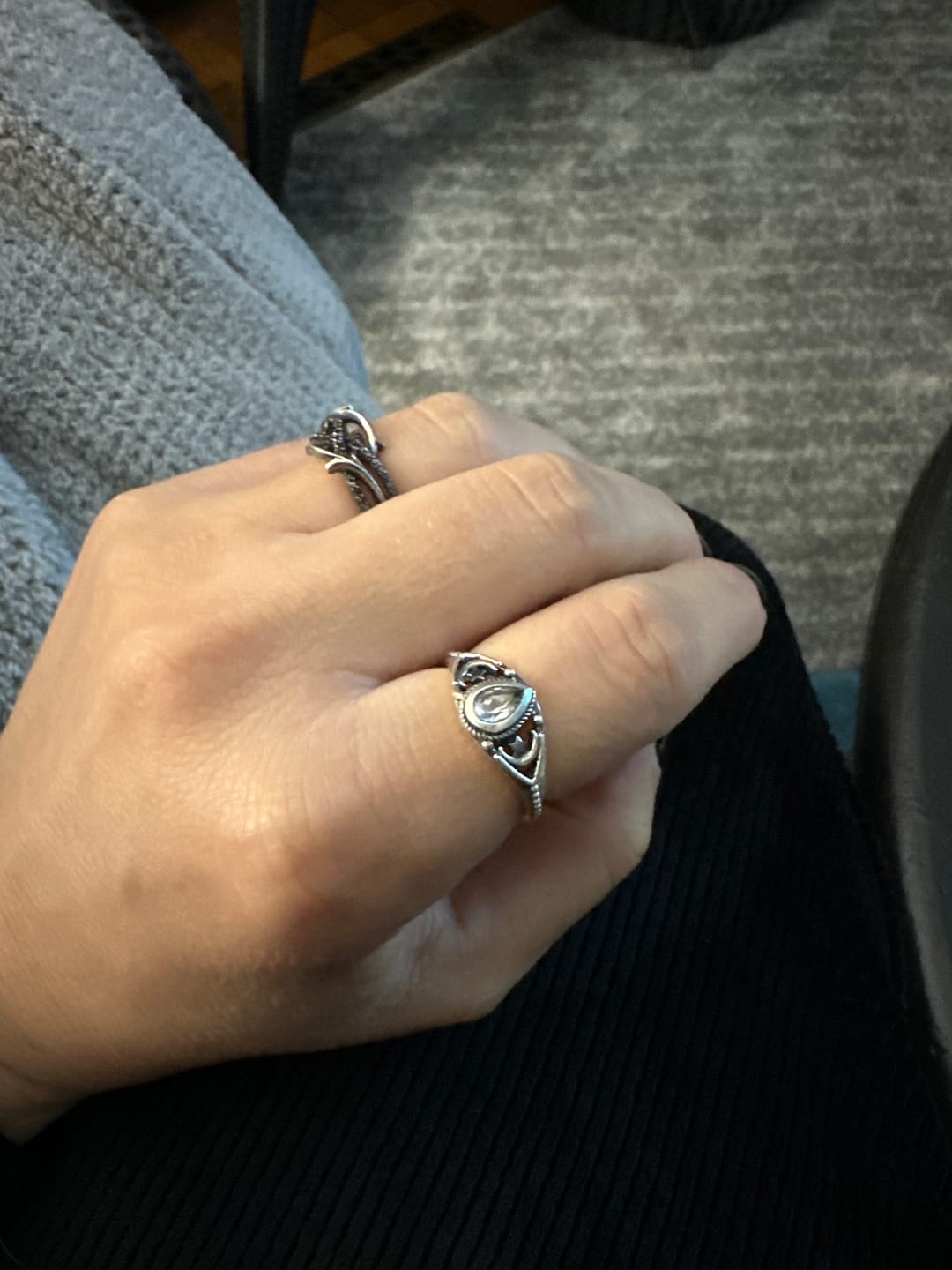 Customer photo review of Aquamarine Stars Moon Ring Sterling Silver
