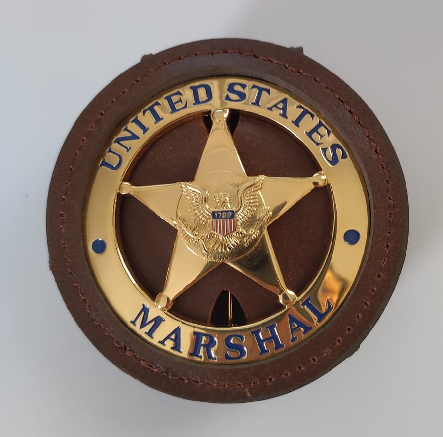 Customer photo review of US Federal Court Law Enforcement Marshal Gold Badge Replica Movie Props