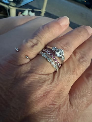 Customer photo review of 3-Stone 1.25ct Octagon Sun Cut CZ Ring in Sterling Silver