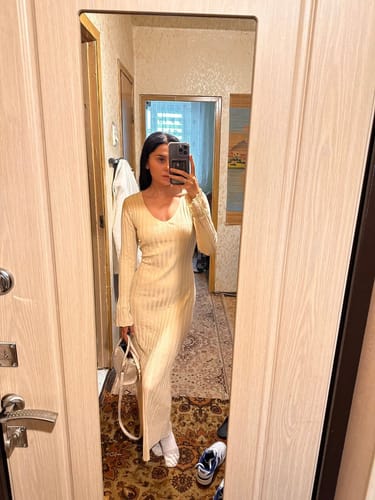 Customer photo review of Sleeved Knit Midi Dress