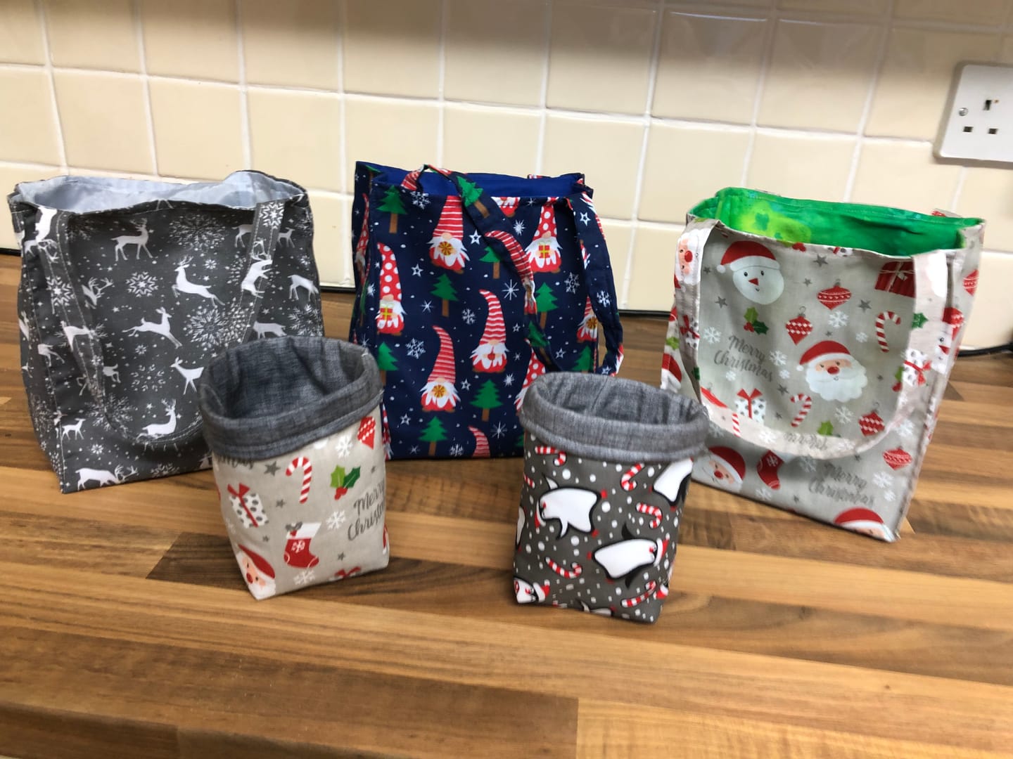Customer photo review of Christmas Ornaments on Silver Polycotton Fabric