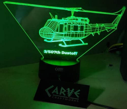 Customer photo review of UH-1 "Huey" Helicopter - 3D Optical Illusion Lamp
