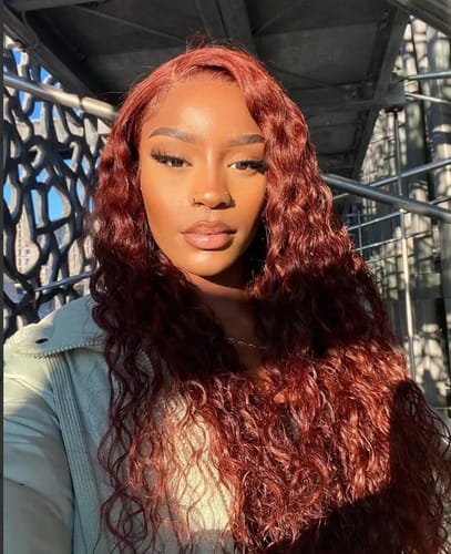 Customer photo review of Luvwin Reddish Brown Wear And Go 13x4 Pre-Cut Lace Jerry Curly Long Human Hair Wigs For Women