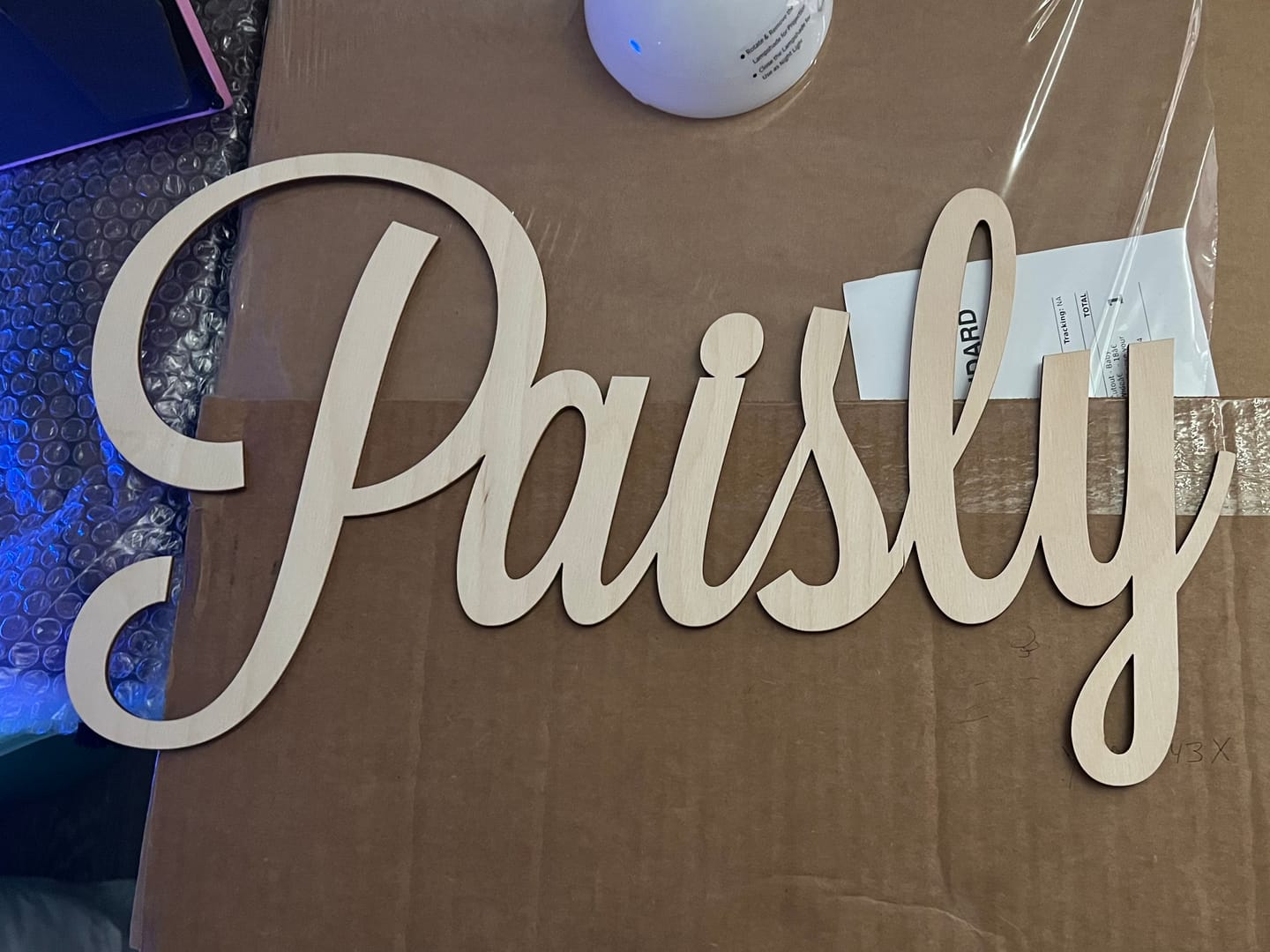 Customer photo review of Script Font Custom Name Wood Cutout - Baby Nursery - Decor - DIY - up to 48 Wide"