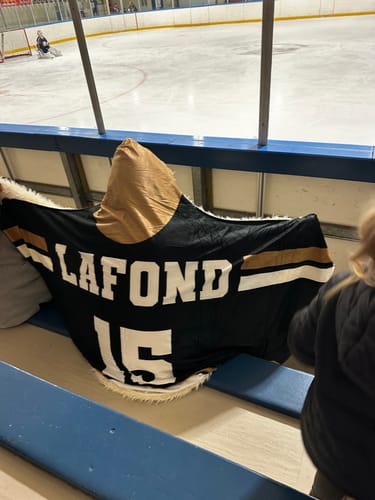 Customer photo review of Personalized Hockey Hooded Blanket