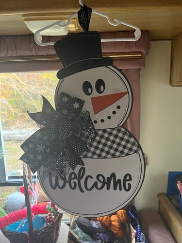 Customer photo review of Christmas Sign, Snow Man Sign, wood sign, DECOE-W-417, 22" Door Hanger