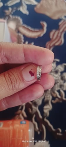 Customer photo review of Silver Zircon Sparkling Hoop Earrings