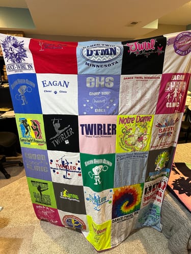 T-shirt quilt featuring eagan high school cheerleading team, eagan high school dance team by Heather from MN