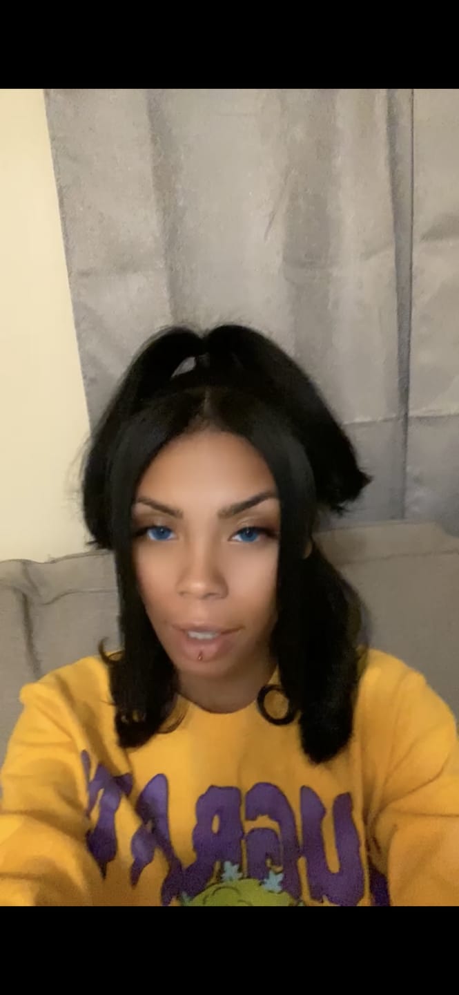 Customer photo review of Pixie Blue Prescription Coloured Contact Lenses
