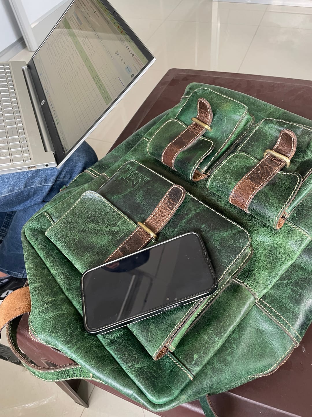 Customer photo review of Greenfield Premium Leather Backpack