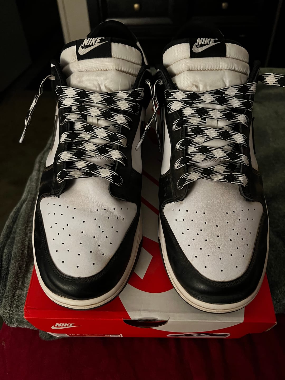 Customer photo review of Diamond Plaid Shoe Laces