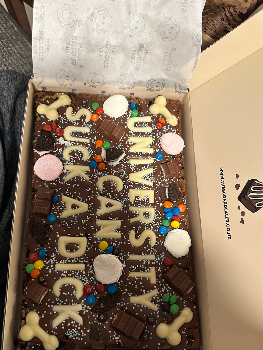 Customer photo review of Mega custom message dick brownie