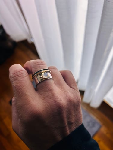 Customer photo review of Sun Moonstone Fidget Ring Sterling Silver