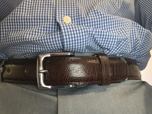 Customer photo review of Chocolate Brown Ostrich Leg Belt