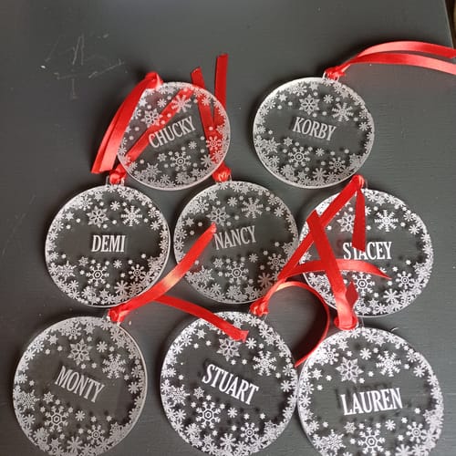 Customer photo review of Personalised  Snowflake Christmas Decoration