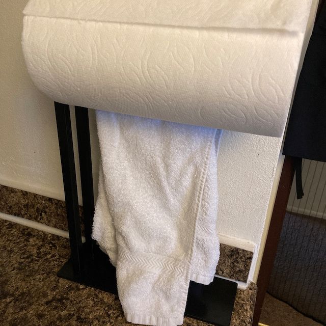 Customer photo review of Countertop Towel Holder for Kitchen and Bathroom