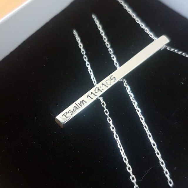 Customer photo review of Personalized 3D Bar Necklace