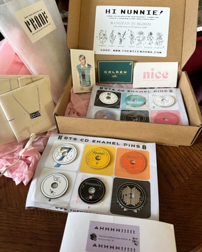 Customer photo review of BTS Anthology CD Enamel Pins Collection Part II