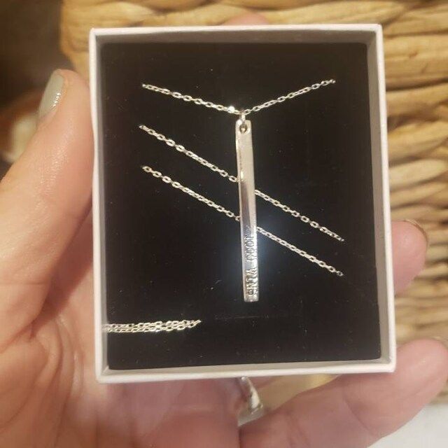 Customer photo review of Personalized 3D Bar Necklace