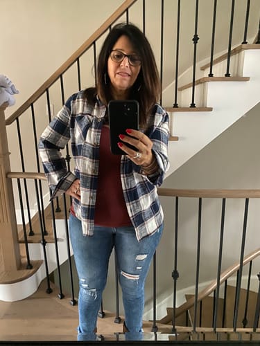 Customer photo review of Zen Plaid Autumn Shirt (Navy)