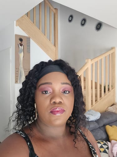 Customer photo review of Perruque Bandeau Deep Wave Brun Foncé