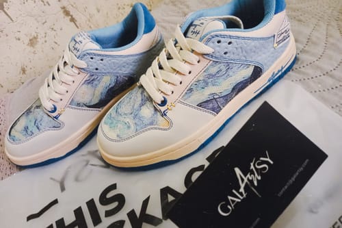 Customer photo review of Van Gogh Starry Night inspired sneakers