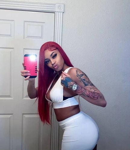 Customer photo review of Vibrant Burgundy Lustrous Silky Straight Lace Frontal Wig