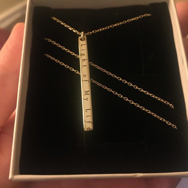 Customer photo review of Personalized 3D Bar Necklace