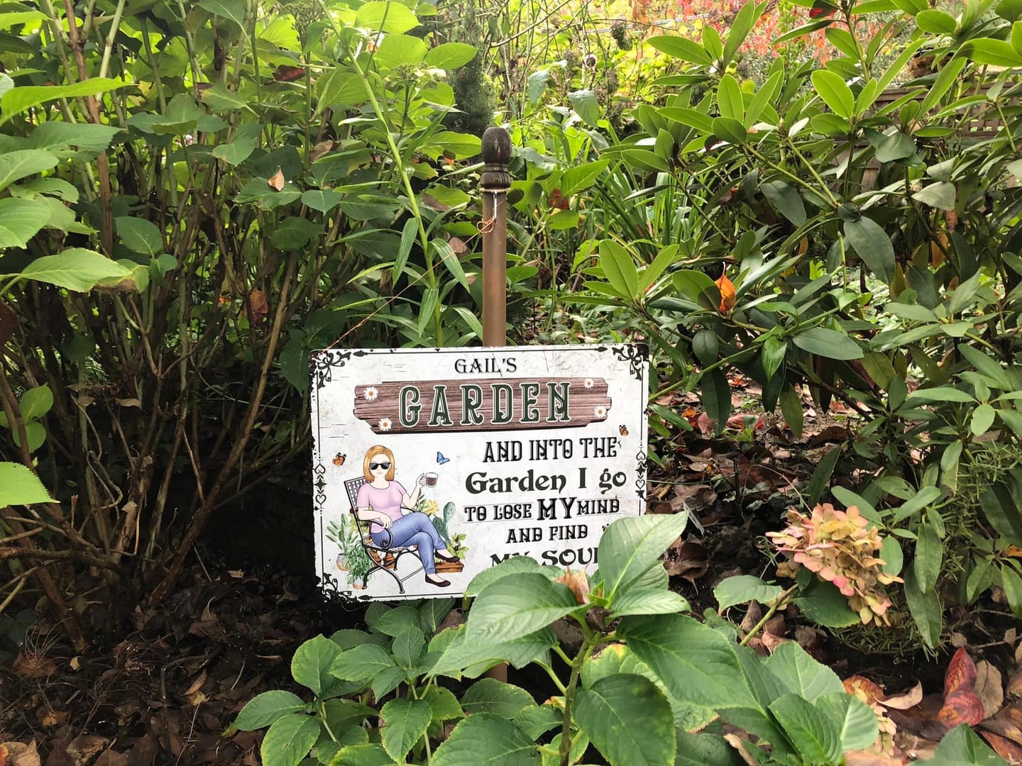 Customer photo review of And Into The Garden I Go Gardening Girl - Garden Sign - Personalized Custom Classic Metal Signs