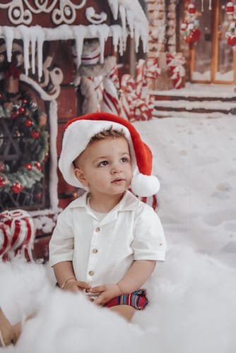 Customer photo review of Kate Gingerbread House Snow Town Backdrop Designed by Emetselch