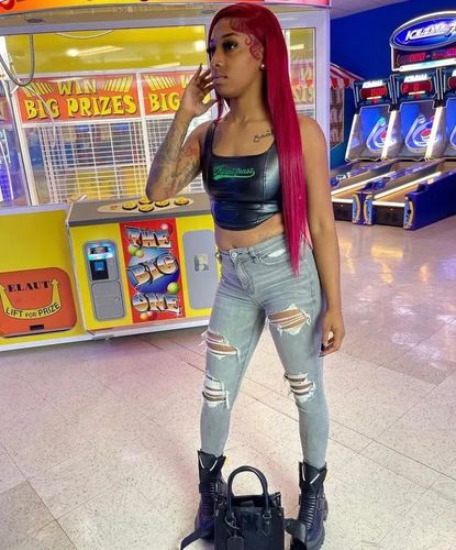 Customer photo review of Vibrant Burgundy Lustrous Silky Straight Lace Frontal Wig