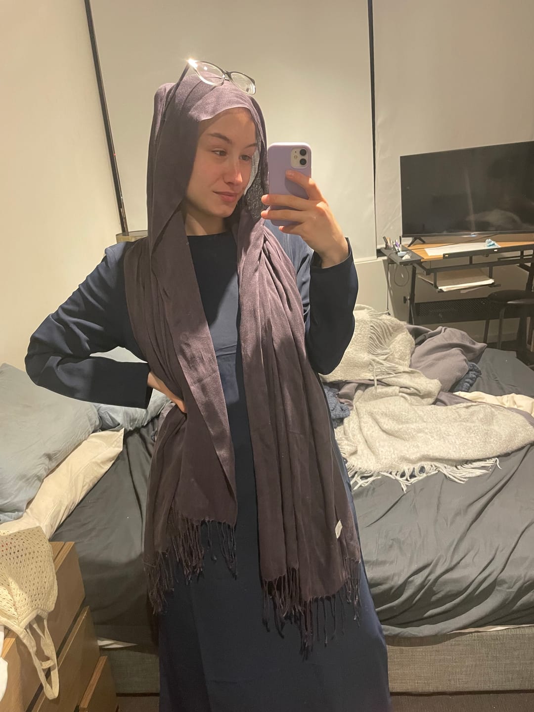 Customer photo review of Essential Navy Abaya with Pockets