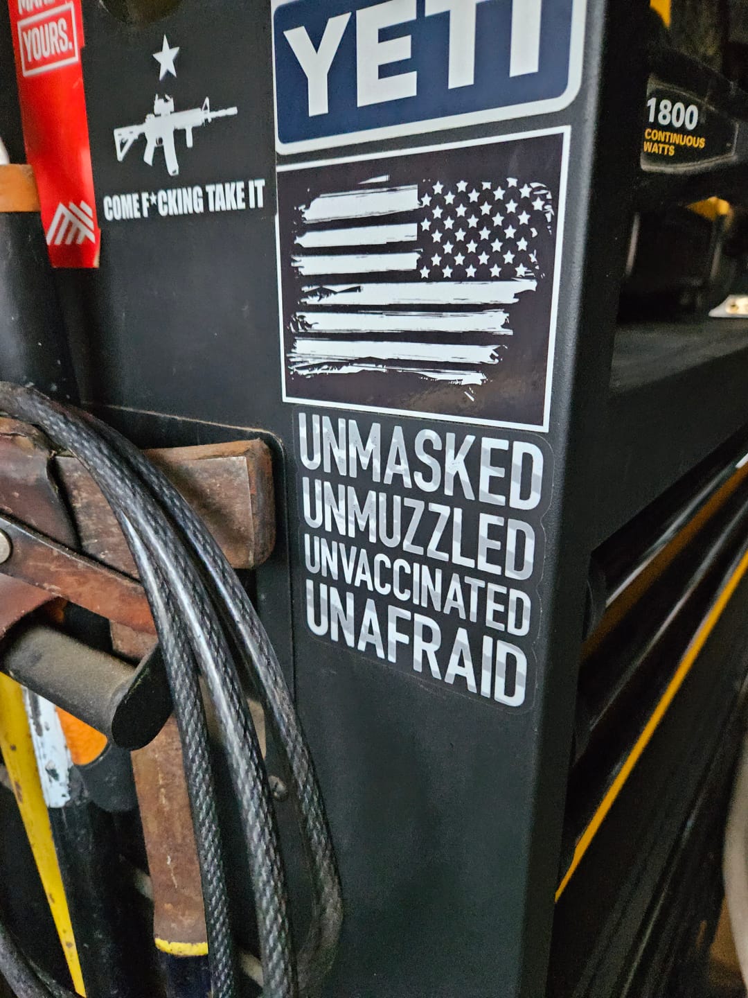 Customer photo review of Unmasked Unmuzzled Decal
