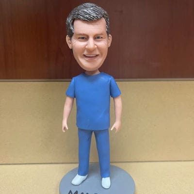 Customer photo review of Doctor in Blue Uniform Custom Bobblehead