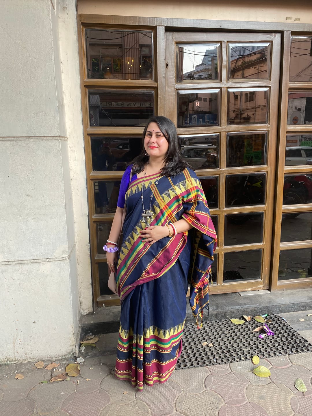 Customer photo review of Blueberry Cotton Saree