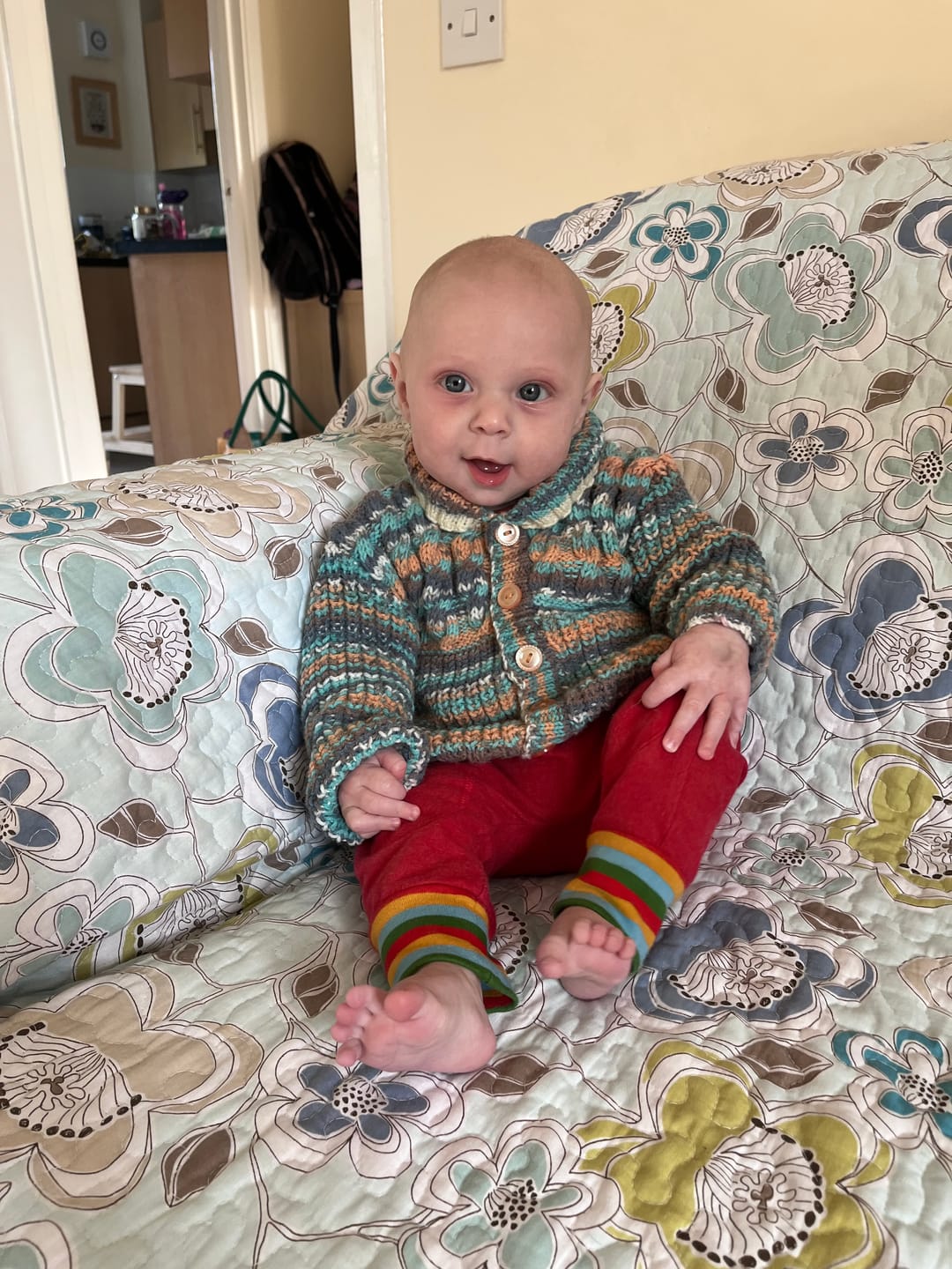 Customer photo review of Red Marl Rainbow Organic Comfy Joggers