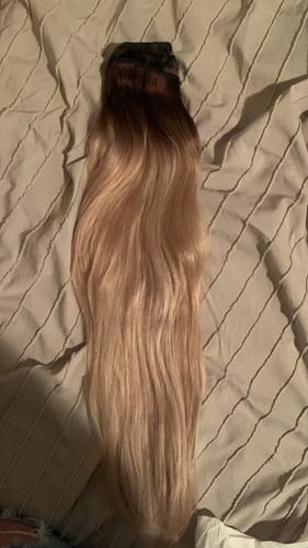 Customer photo review of Full Shine Clip in Extensions 100% Remy Human Hair Balayage (#2/18/60)