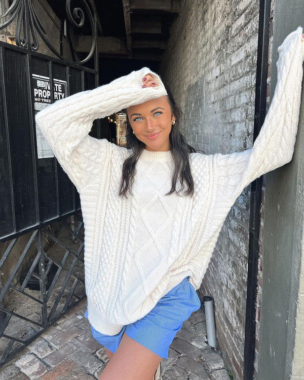 Customer photo review of Aelfric Eden Retro 90s Cable Knit Sweater