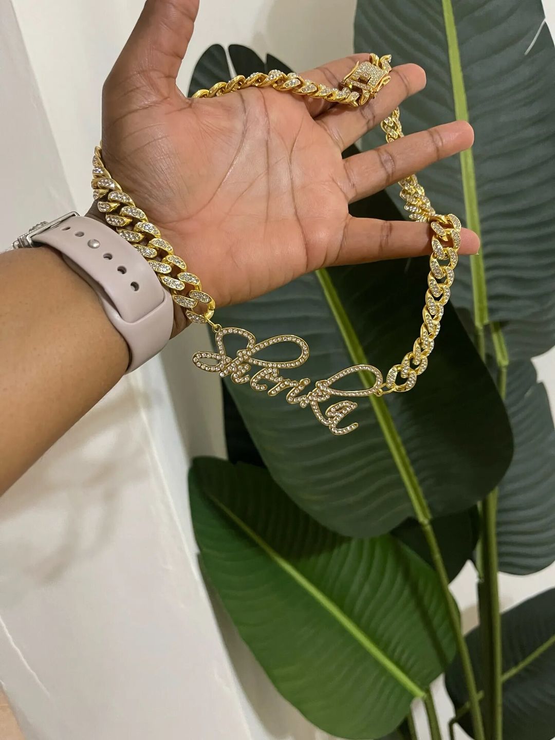 Customer photo review of JANICE RHINESTONE CUBAN NAME NECKLACE