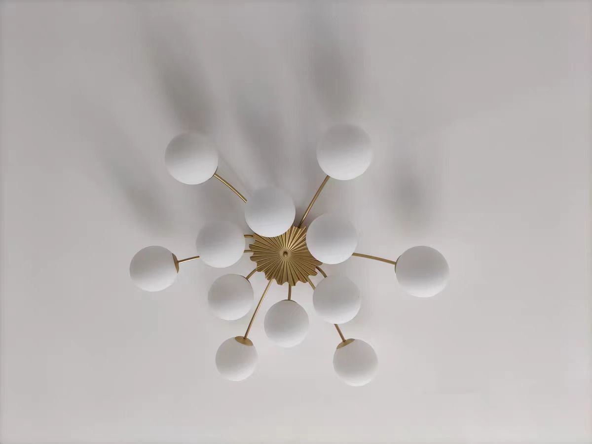 Customer photo review of Modern 12-Light Opal Glass Globe Semi-Flush Mount