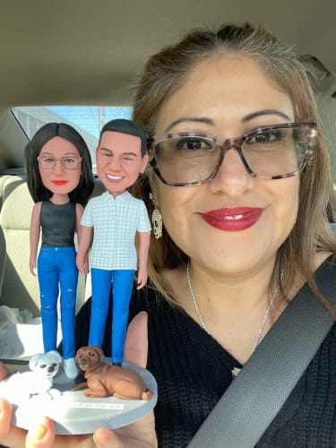 Customer photo review of Fully Customizable 2 person Custom Bobblehead