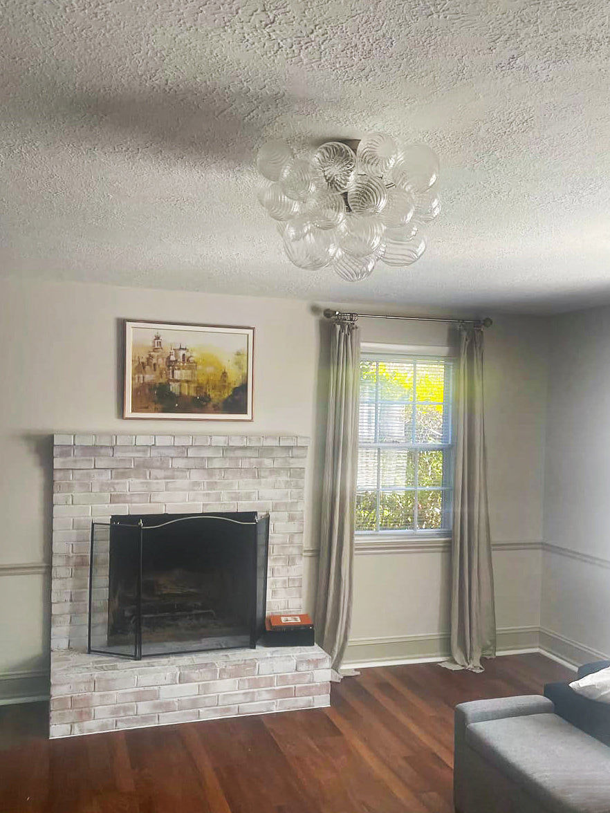 Customer photo review of Modern Swirl Glass Cluster Bubble Semi-Flush Mount