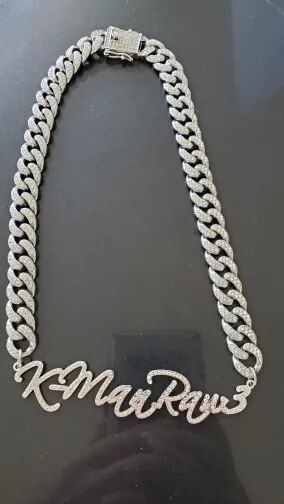 Customer photo review of JANICE RHINESTONE CUBAN NAME NECKLACE