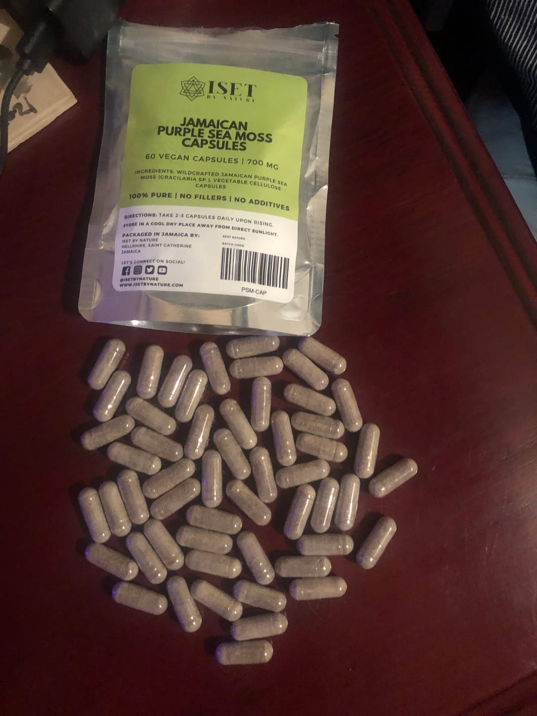 Customer photo review of Jamaican Purple Sea Moss Capsules | 700 mg | 100% Pure | No Fillers | 60 Vegan Capsules