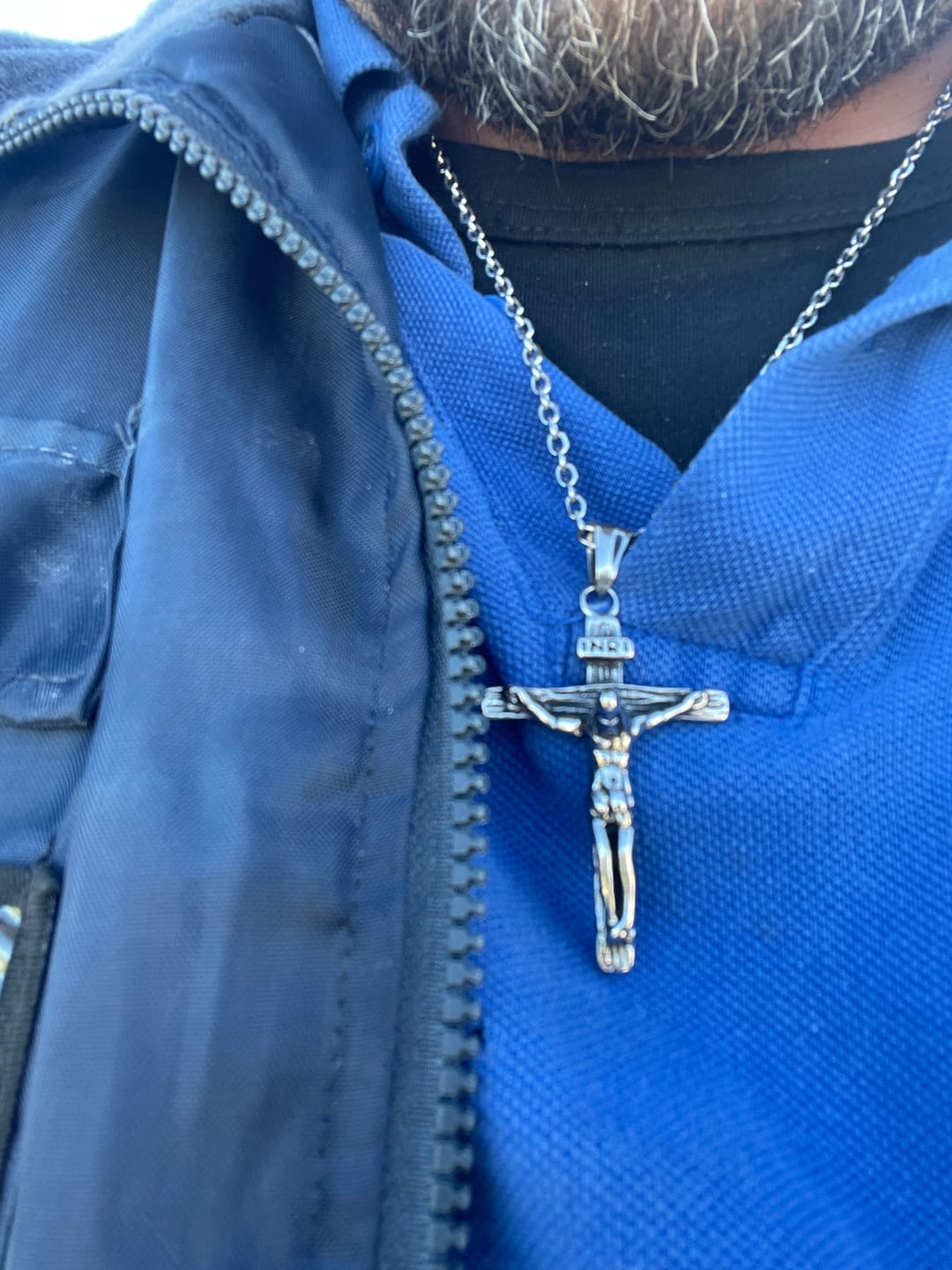 Customer photo review of Jesus Piece. Necklace