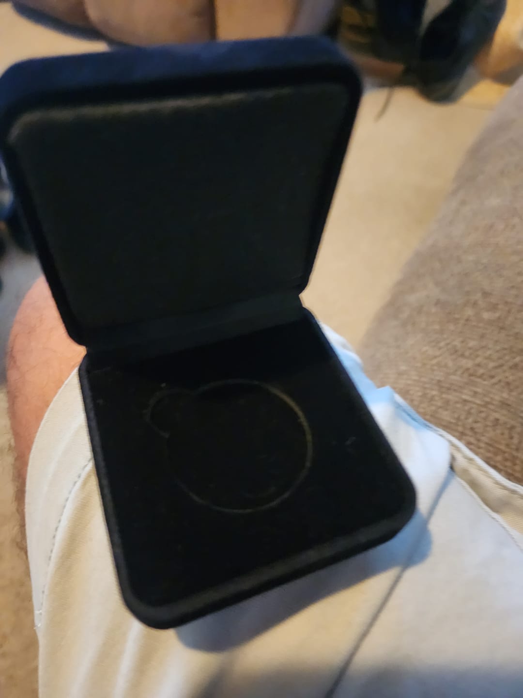 Customer photo review of 34mm Standard Size AA Medallion Velvet Box - Specialty Chip/Coin/Token Holder