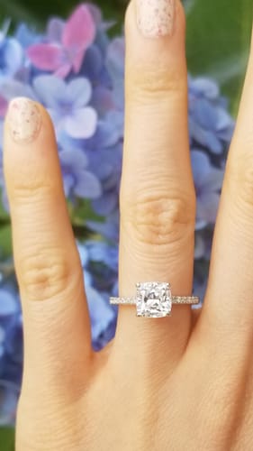 Customer photo review of Solitaire 2ct Cushion CZ Ring in Sterling Silver