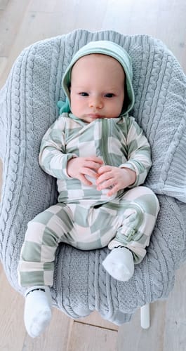 Customer photo review of Checkered Sage - Footie